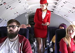 Dirty uniformed french flight attendant